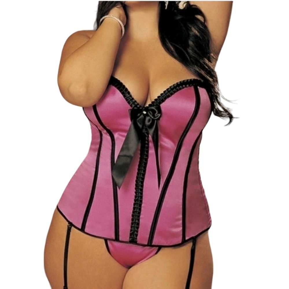 Shirley of Hollywood pink & black corset 32